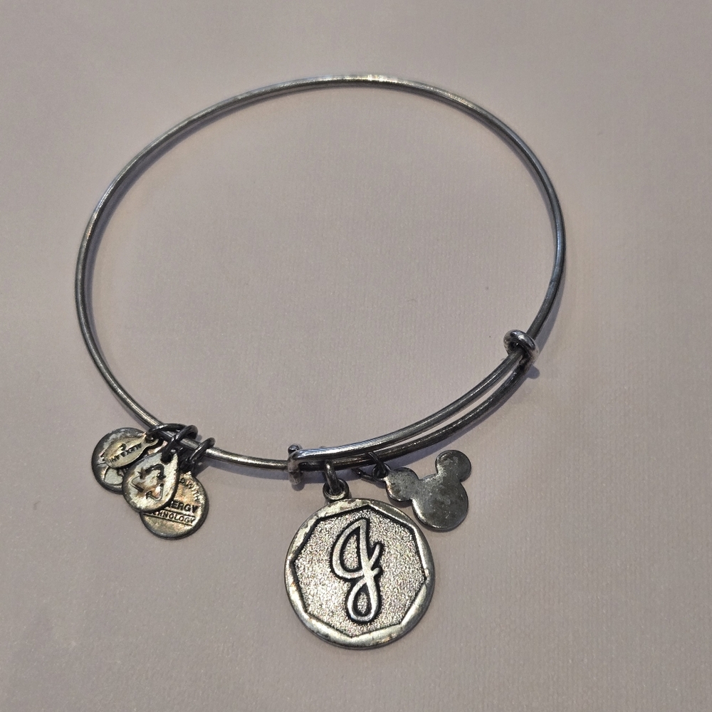 Alex and Ani J Initial Disney Mickey Silver tone bracelet Bangle